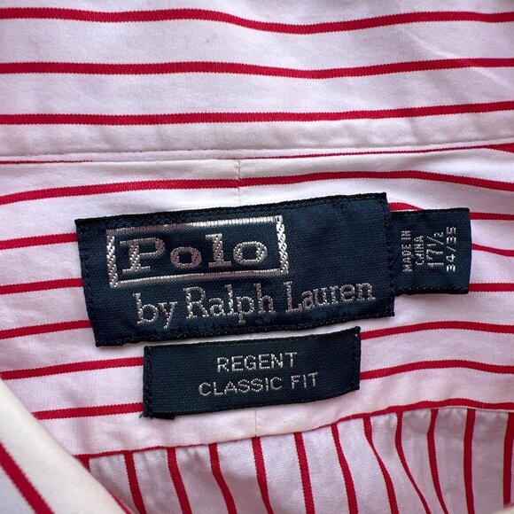 Polo By Ralph Lauren Regent Classic Fit Red & White Striped Button-Down Shirt U3 - Picture 2 of 4